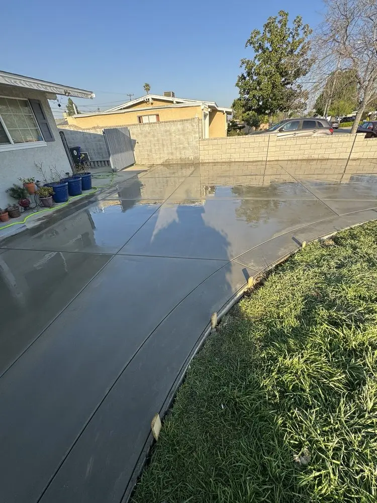 Fresh concrete patio installation
